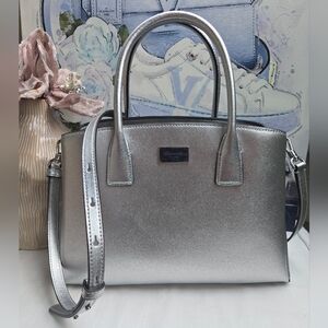 Kate Spade Serena Silver Metallic Satchel Bag NWOT